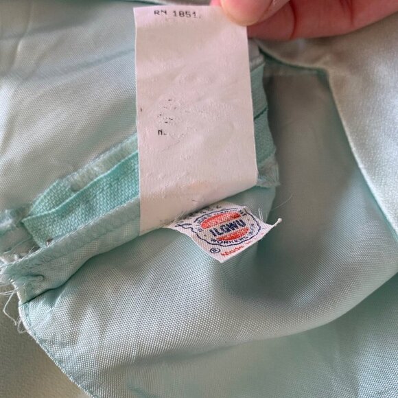 ILGWU Medium Mint Green Full Length Dress Sleeveless Gown With Slit Vintage - Picture 14 of 16